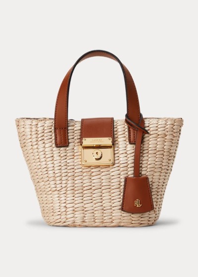 Ralph Lauren Straw Mini Reese Tote Bag Dame Danmark (UPZON0968)